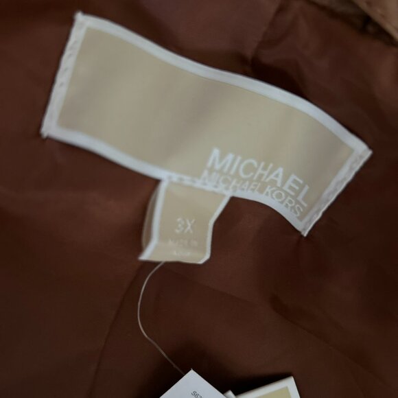 NWT Michael Kors Women's Brown Cropped Leather Moto Jacket - Picture 8 of 15